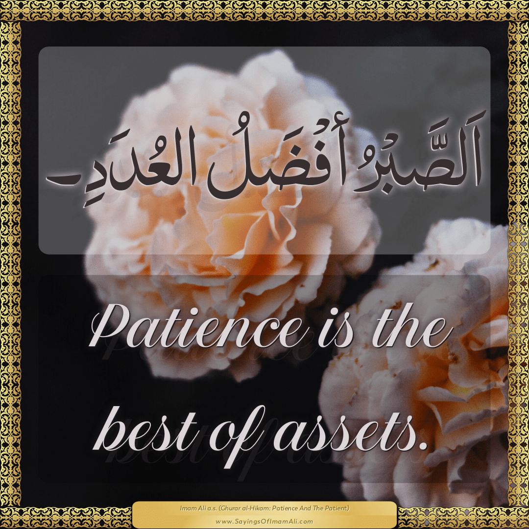 Patience is the best of assets.